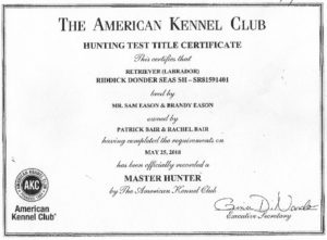 Riddick Hunting Test Certificate